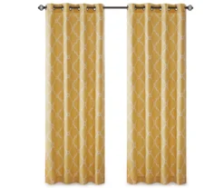Sereno Fretwork Yellow Light-Filtering Grommet Curtain Panel, (63") -DHP Sales Store 810518008 810518009 810518010 11 1
