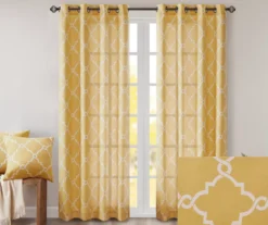 Sereno Fretwork Yellow Light-Filtering Grommet Curtain Panel, (84") -DHP Sales Store 810518008 810518009 810518010 2 2