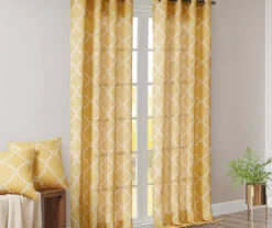 Sereno Fretwork Yellow Light-Filtering Grommet Curtain Panel, (63") -DHP Sales Store 810518008 810518009 810518010 8 1
