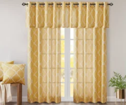 Sereno Fretwork Yellow Light-Filtering Grommet Curtain Panel, (63") -DHP Sales Store 810518008 810518009 810518010 9 1
