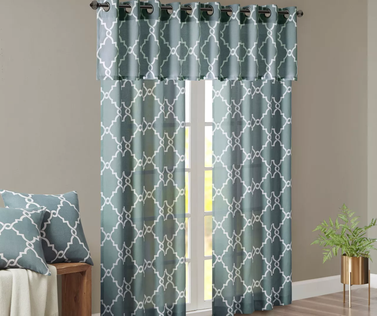 Sereno Fretwork Blue Light-Filtering Grommet Curtain Panel, (63") 13 Sereno Fretwork Blue Light-Filtering Grommet Curtain Panel, (63") - Image 11