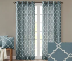 Sereno Fretwork Blue Light-Filtering Grommet Curtain Panel, (95") 16 Sereno Fretwork Blue Light-Filtering Grommet Curtain Panel, (95") -DHP Sales Store 810518012 810517719 810517720 2