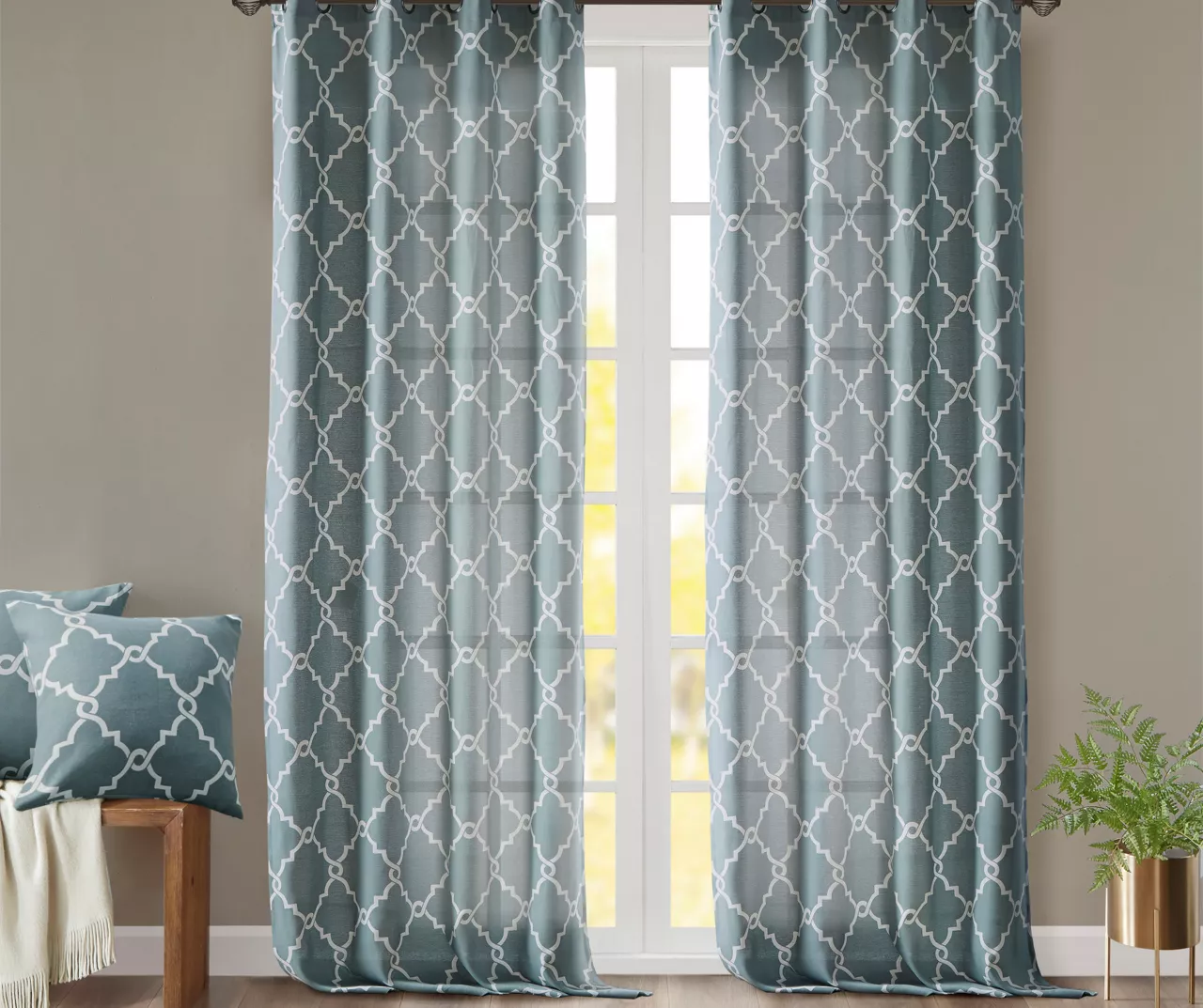 Sereno Fretwork Blue Light-Filtering Grommet Curtain Panel, (63") 10 Sereno Fretwork Blue Light-Filtering Grommet Curtain Panel, (63") - Image 8