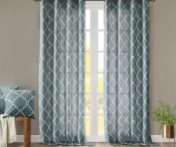 Sereno Fretwork Blue Light-Filtering Grommet Curtain Panel, (95") 21 Sereno Fretwork Blue Light-Filtering Grommet Curtain Panel, (95") -DHP Sales Store 810518012 810517719 810517720 7