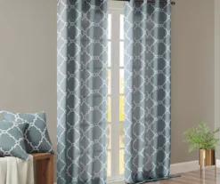 Sereno Fretwork Blue Light-Filtering Grommet Curtain Panel, (95") 22 Sereno Fretwork Blue Light-Filtering Grommet Curtain Panel, (95") -DHP Sales Store 810518012 810517719 810517720 8