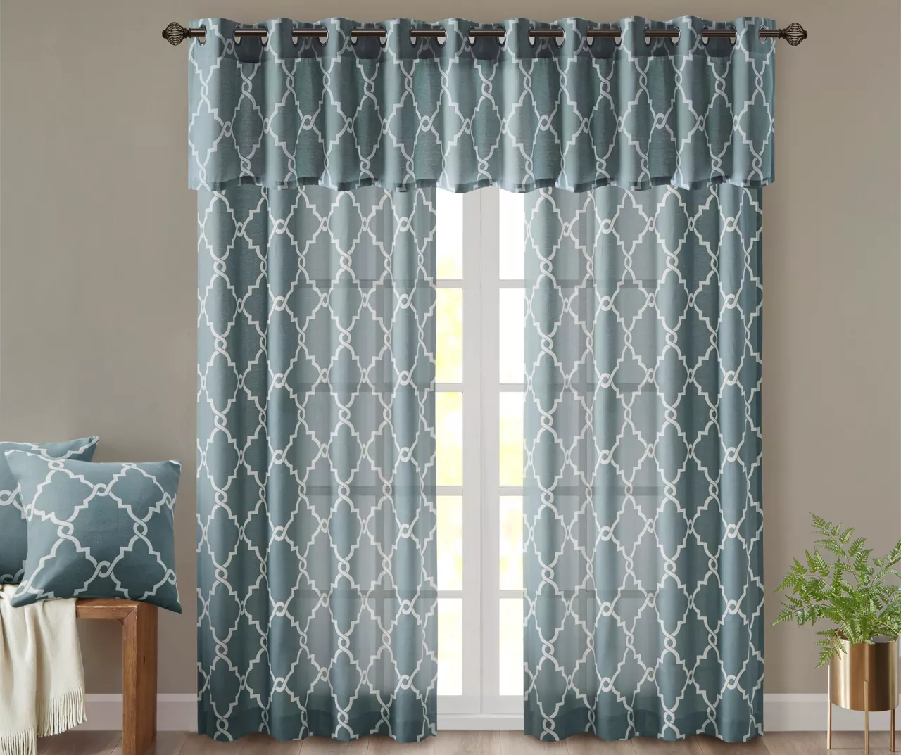 Sereno Fretwork Blue Light-Filtering Grommet Curtain Panel, (63") 12 Sereno Fretwork Blue Light-Filtering Grommet Curtain Panel, (63") - Image 10