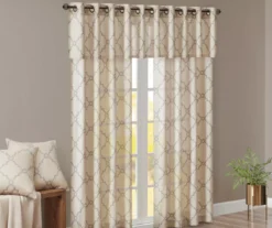 Sereno Fretwork Beige Light-Filtering Grommet Curtain Panel, (84") -DHP Sales Store 810518024 810518025 810518026 10 1