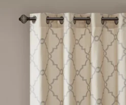 Sereno Fretwork Beige Light-Filtering Grommet Curtain Panel, (84") -DHP Sales Store 810518024 810518025 810518026 3 1