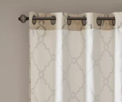 Sereno Fretwork Beige Light-Filtering Grommet Curtain Panel, (95") 18 Sereno Fretwork Beige Light-Filtering Grommet Curtain Panel, (95") -DHP Sales Store 810518024 810518025 810518026 4 2