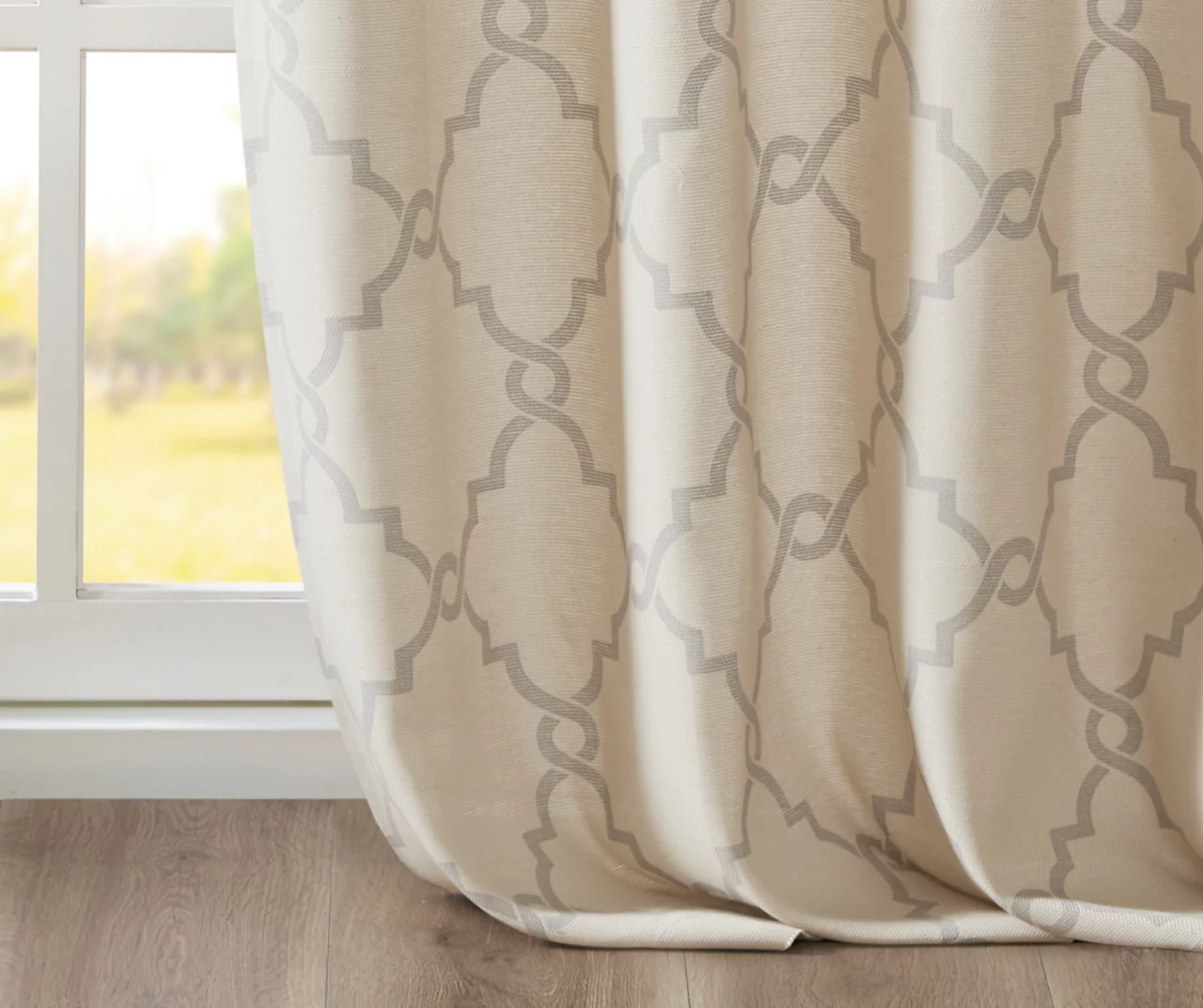 Sereno Fretwork Beige Light-Filtering Grommet Curtain Panel, (95") 8 Sereno Fretwork Beige Light-Filtering Grommet Curtain Panel, (95") - Image 6