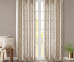 Sereno Fretwork Beige Light-Filtering Grommet Curtain Panel, (63") -DHP Sales Store 810518024 810518025 810518026 7