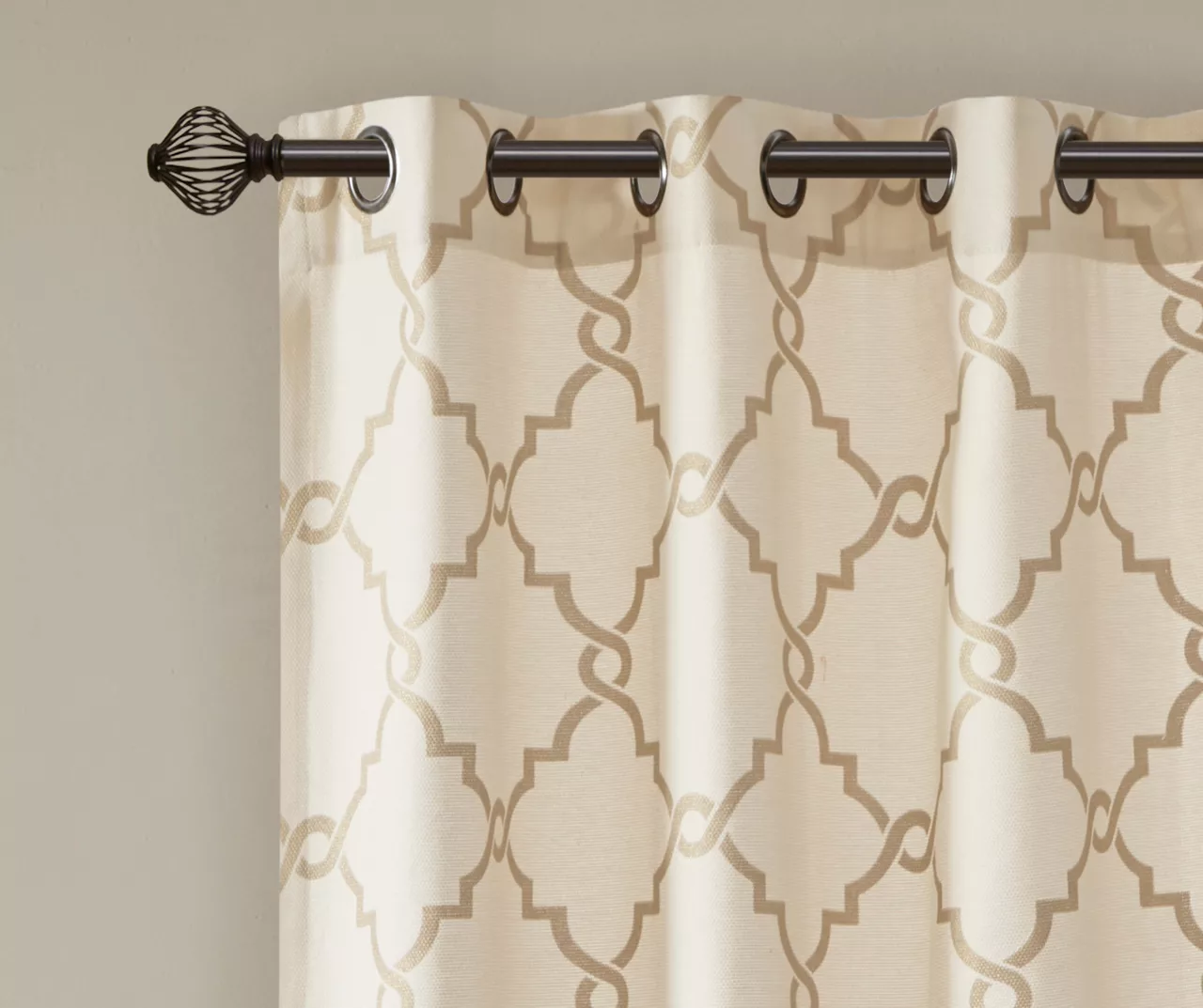 Sereno Fretwork Beige & Gold Light-Filtering Grommet Curtain Panel, (95") 6 Sereno Fretwork Beige & Gold Light-Filtering Grommet Curtain Panel, (95") - Image 4