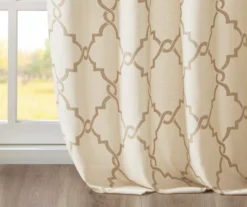 Sereno Fretwork Beige & Gold Light-Filtering Grommet Curtain Panel, (84") -DHP Sales Store 810518028 810518029 810518030 5 3