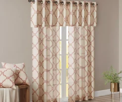 Sereno Fretwork Beige & Spice Light-Filtering Grommet Curtain Panel, (84") -DHP Sales Store 810518031 810518032 810518034 10 2