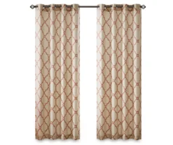Sereno Fretwork Beige & Spice Light-Filtering Grommet Curtain Panel, (95") -DHP Sales Store 810518031 810518032 810518034 11 1