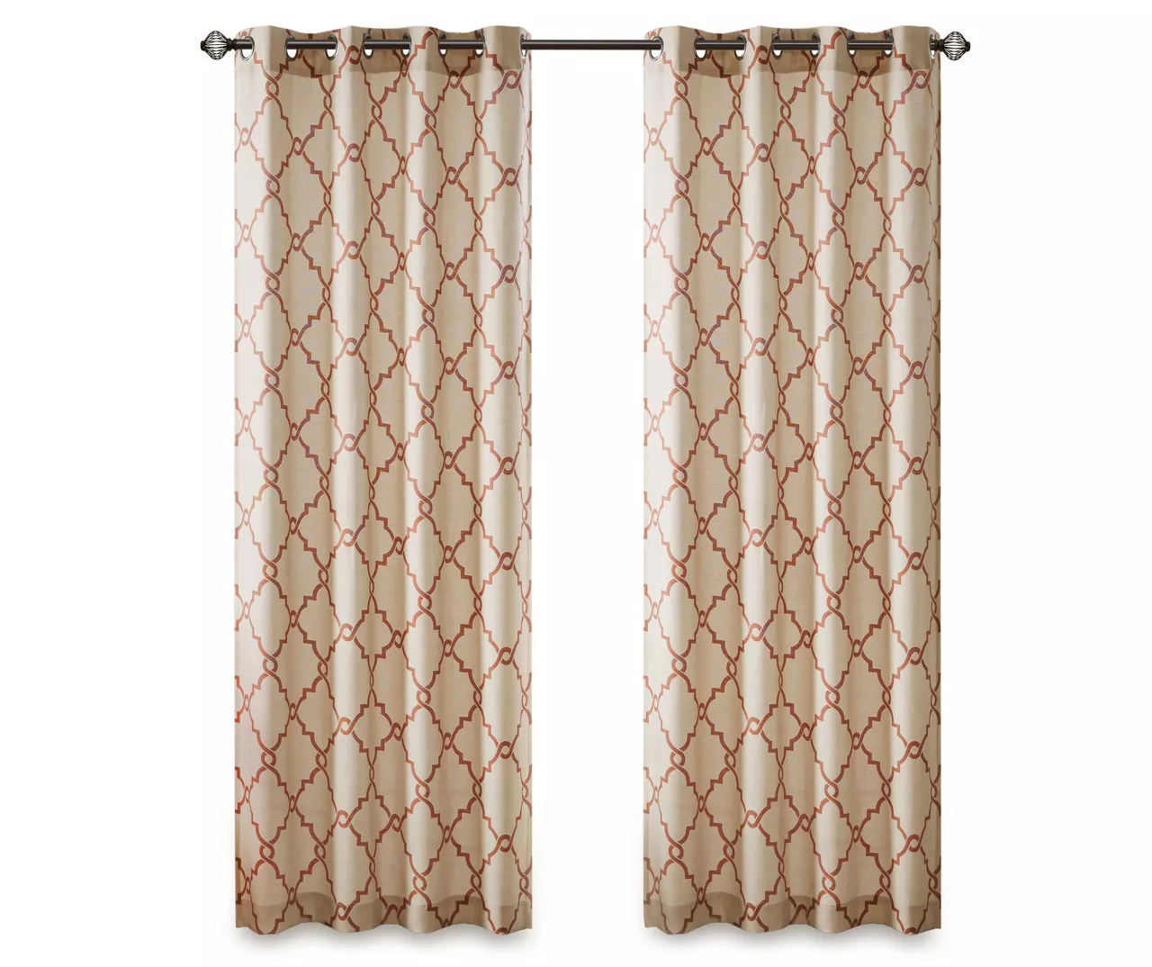 Sereno Fretwork Beige & Spice Light-Filtering Grommet Curtain Panel, (63") 14 Sereno Fretwork Beige & Spice Light-Filtering Grommet Curtain Panel, (63") - Image 12