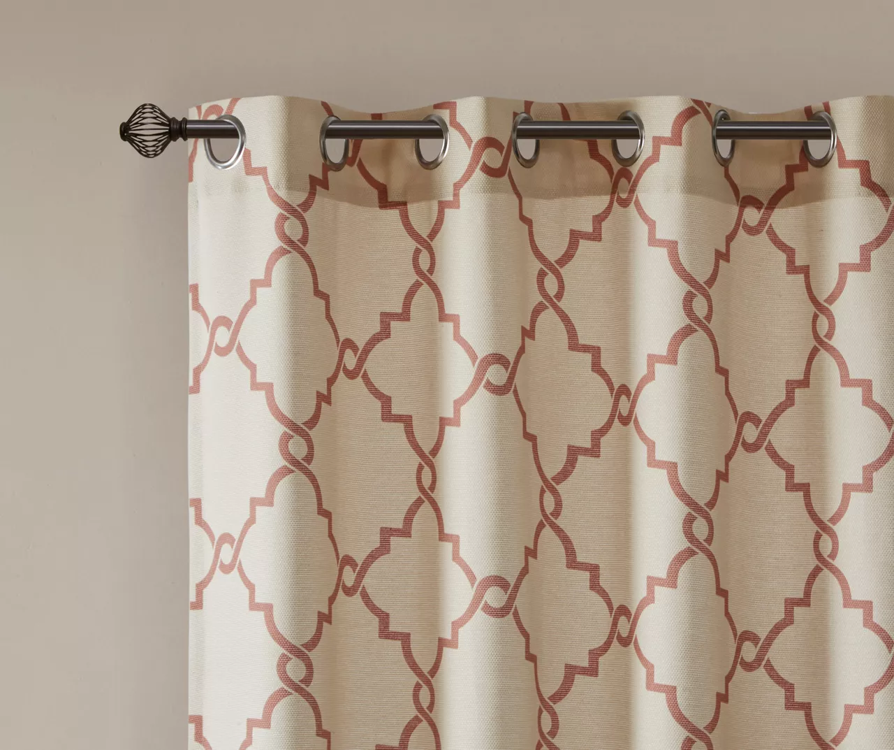Sereno Fretwork Beige & Spice Light-Filtering Grommet Curtain Panel, (63") 6 Sereno Fretwork Beige & Spice Light-Filtering Grommet Curtain Panel, (63") - Image 4