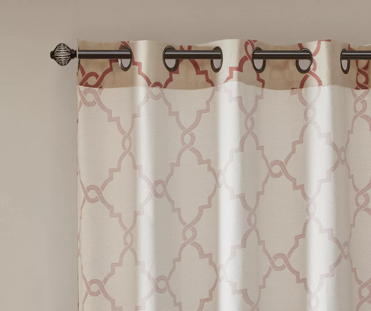 Sereno Fretwork Beige & Spice Light-Filtering Grommet Curtain Panel, (63") 7 Sereno Fretwork Beige & Spice Light-Filtering Grommet Curtain Panel, (63") - Image 5