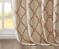 Sereno Fretwork Beige & Spice Light-Filtering Grommet Curtain Panel, (84") -DHP Sales Store 810518031 810518032 810518034 5 2