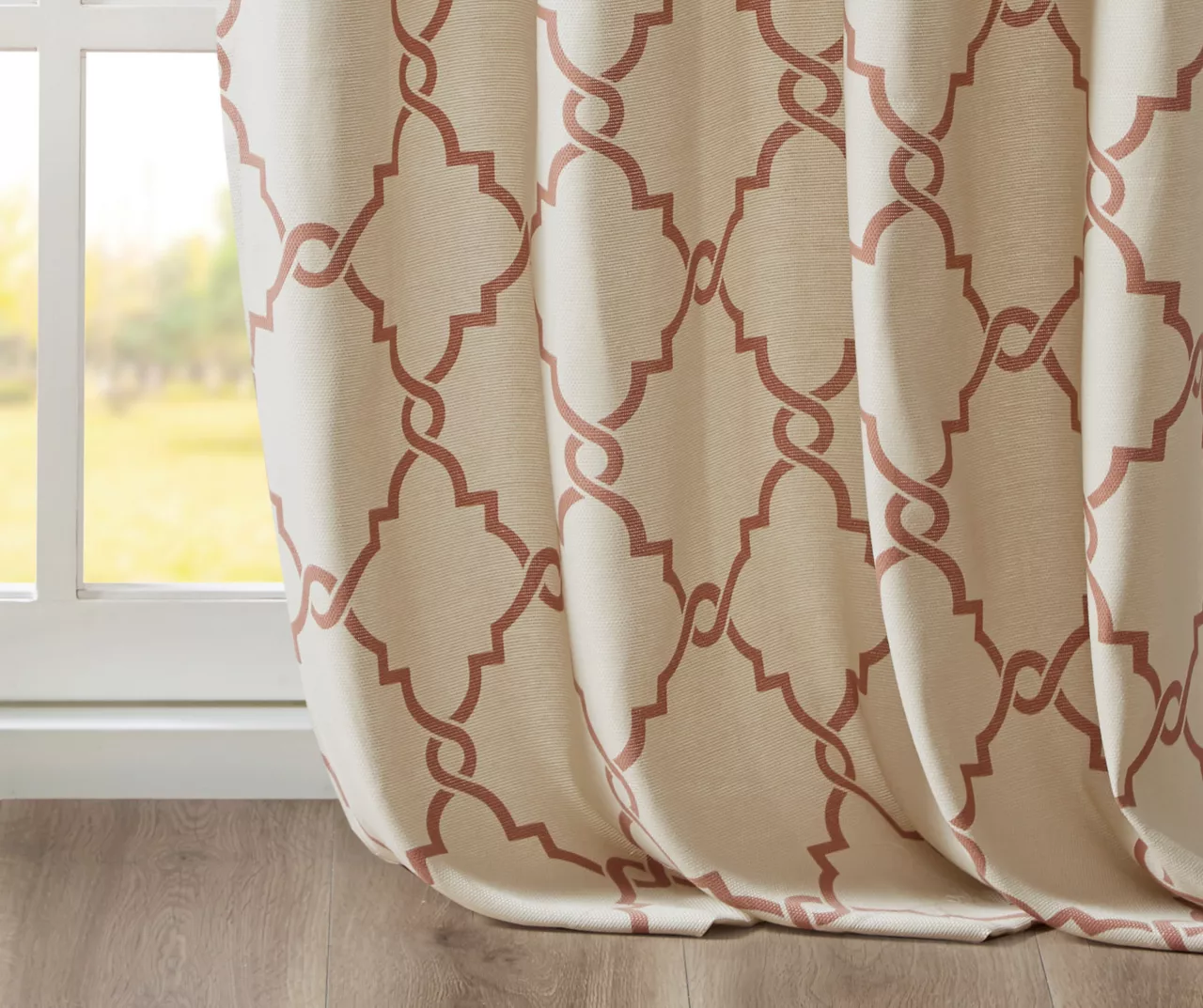 Sereno Fretwork Beige & Spice Light-Filtering Grommet Curtain Panel, (63") 8 Sereno Fretwork Beige & Spice Light-Filtering Grommet Curtain Panel, (63") - Image 6