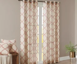 Sereno Fretwork Beige & Spice Light-Filtering Grommet Curtain Panel, (84") -DHP Sales Store 810518031 810518032 810518034 8 2