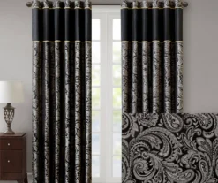 Valerie Black Light-Filtering Rod Pocket Curtain Panel Pair, (95") 15 Valerie Black Light-Filtering Rod Pocket Curtain Panel Pair, (95") -DHP Sales Store 810518076 810518077 2
