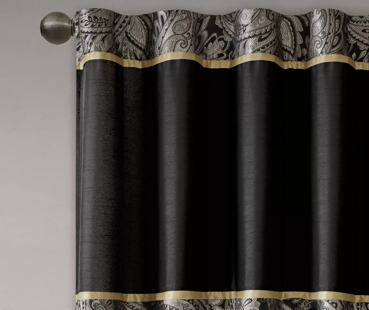 Valerie Black Light-Filtering Rod Pocket Curtain Panel Pair, (95") 6 Valerie Black Light-Filtering Rod Pocket Curtain Panel Pair, (95") - Image 4