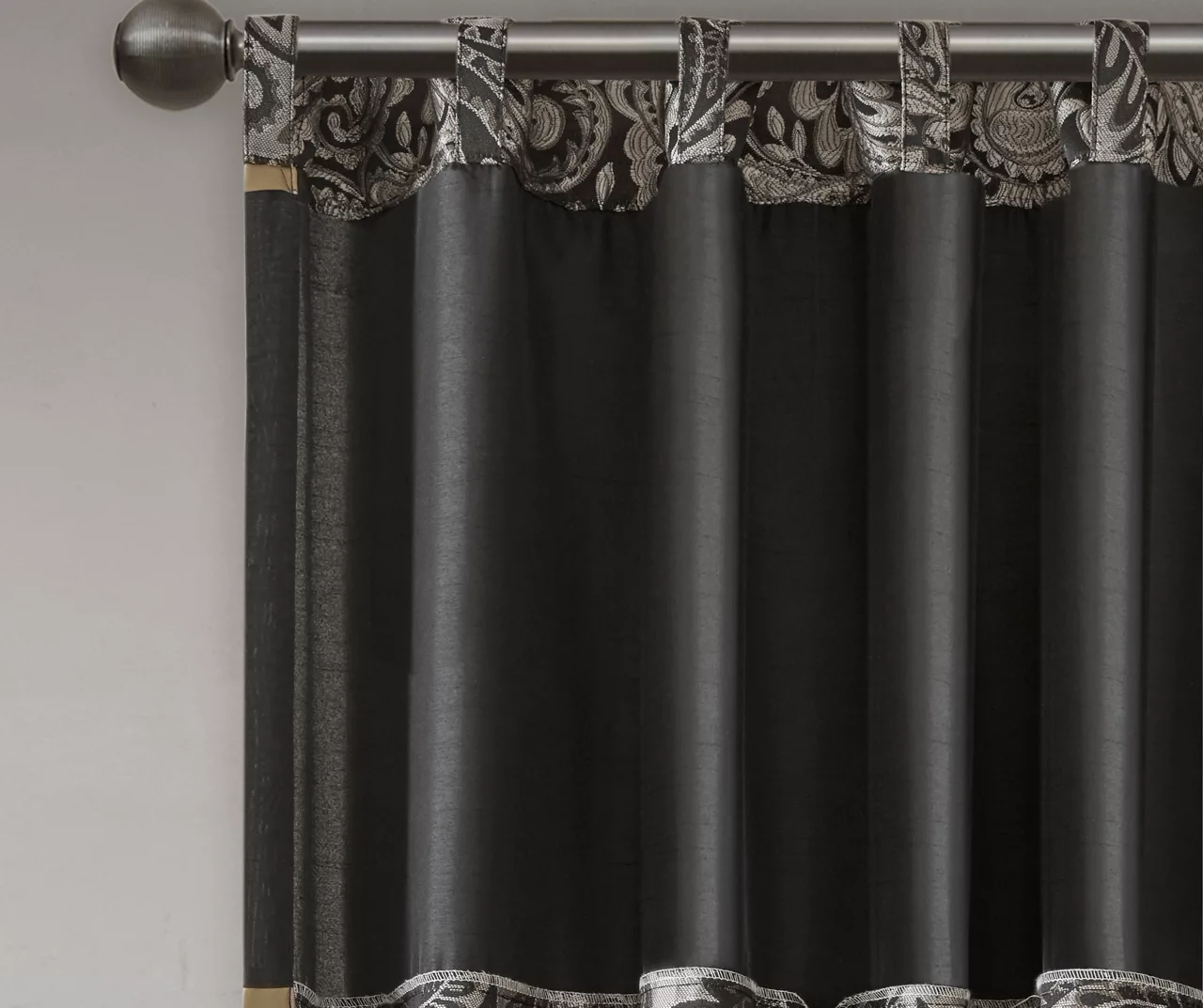 Valerie Black Light-Filtering Rod Pocket Curtain Panel Pair, (95") 7 Valerie Black Light-Filtering Rod Pocket Curtain Panel Pair, (95") - Image 5