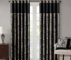 Valerie Black Light-Filtering Rod Pocket Curtain Panel Pair, (84")