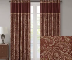 Valerie Burgundy Light-Filtering Rod Pocket Curtain Panel Pair, (95") -DHP Sales Store 810518081 810518082 2