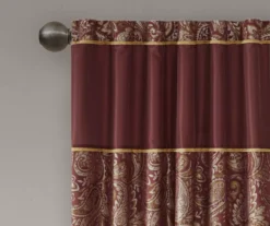 Valerie Burgundy Light-Filtering Rod Pocket Curtain Panel Pair, (84") -DHP Sales Store 810518081 810518082 3 1