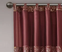 Valerie Burgundy Light-Filtering Rod Pocket Curtain Panel Pair, (84") -DHP Sales Store 810518081 810518082 4 1