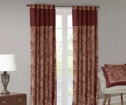 Valerie Burgundy Light-Filtering Rod Pocket Curtain Panel Pair, (84") -DHP Sales Store 810518081 810518082 8 1