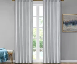 Bryce Velvet Light Gray Room-Darkening Rod Pocket Curtain Panel Pair, (95")