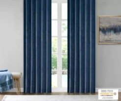 Bryce Velvet Navy Room-Darkening Rod Pocket Curtain Panel Pair, (95") -DHP Sales Store 810518085 810518086 810518087 2 1