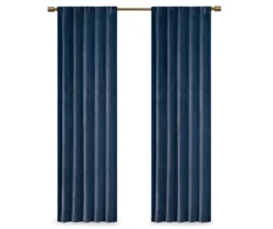 Bryce Velvet Navy Room-Darkening Rod Pocket Curtain Panel Pair, (84") -DHP Sales Store 810518085 810518086 810518087 8