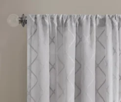 Clarissa Diamond Gray Sheer Rod Pocket Curtain Panel, (95") -DHP Sales Store 810518093 810518094 2 1