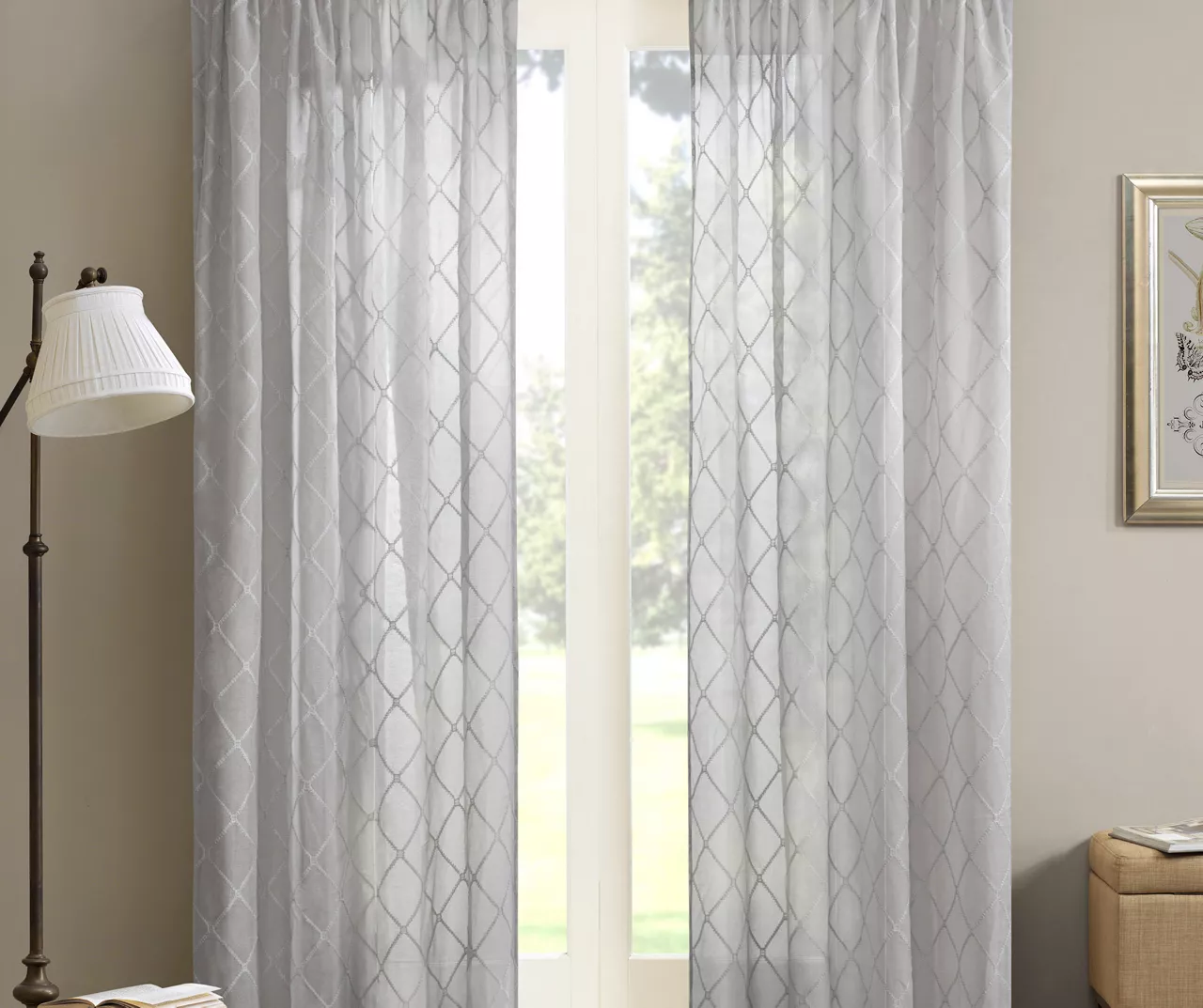 Clarissa Diamond Sheer Rod Pocket Curtain Panel 3 Clarissa Diamond Sheer Rod Pocket Curtain Panel
