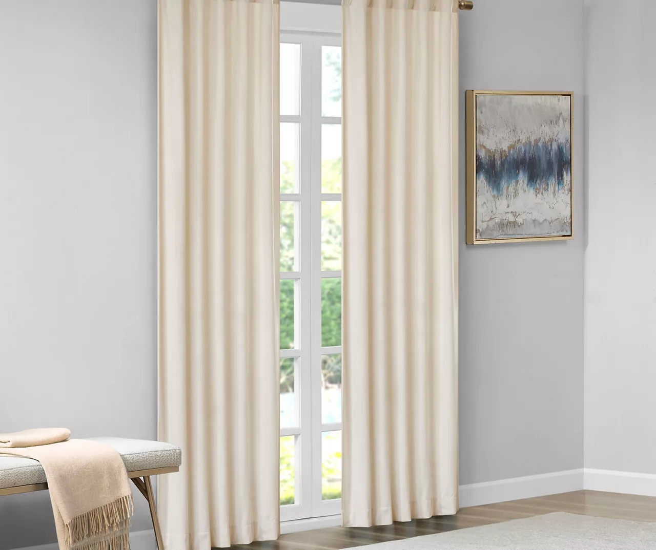 Bryce Velvet Ivory Room-Darkening Rod Pocket Curtain Panel Pair, (95") 4 Bryce Velvet Ivory Room-Darkening Rod Pocket Curtain Panel Pair, (95") - Image 2