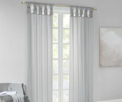 Persis Light Gray Voile Sheer Twisted Tab Curtain Panel Pair, (84") -DHP Sales Store 810518134 810518135 810518136 1 3