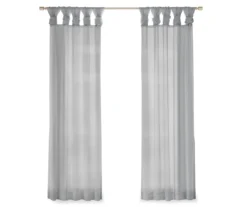 Persis Light Gray Voile Sheer Twisted Tab Curtain Panel Pair, (63") -DHP Sales Store 810518134 810518135 810518136 4