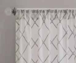 Clarissa Diamond White & Gray Sheer Rod Pocket Curtain Panel, (95") 8 Clarissa Diamond White & Gray Sheer Rod Pocket Curtain Panel, (95") -DHP Sales Store 810518156 810518157 2