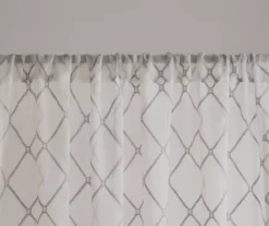 Clarissa Diamond White & Gray Sheer Rod Pocket Curtain Panel, (84") 9 Clarissa Diamond White & Gray Sheer Rod Pocket Curtain Panel, (84") -DHP Sales Store 810518156 810518157 3 1