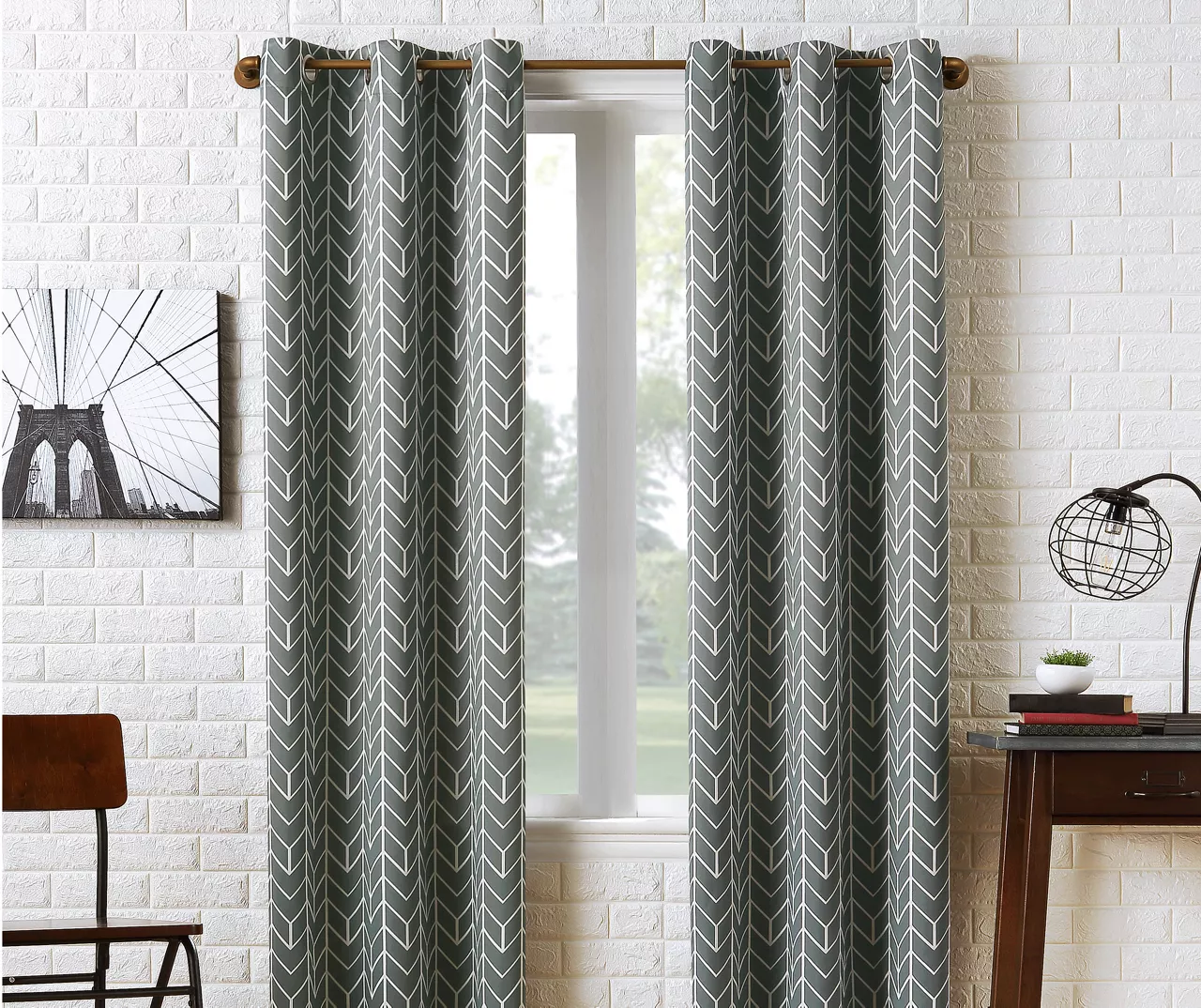 Sun Zero Ashwood Chevron Blackout Grommet Curtain Panel 4 Sun Zero Ashwood Chevron Blackout Grommet Curtain Panel - Image 2