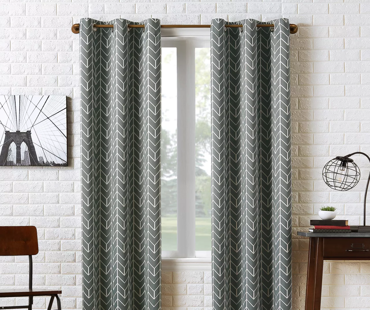 Sun Zero Ashwood Chevron Blackout Grommet Curtain Panel 5 Sun Zero Ashwood Chevron Blackout Grommet Curtain Panel - Image 3