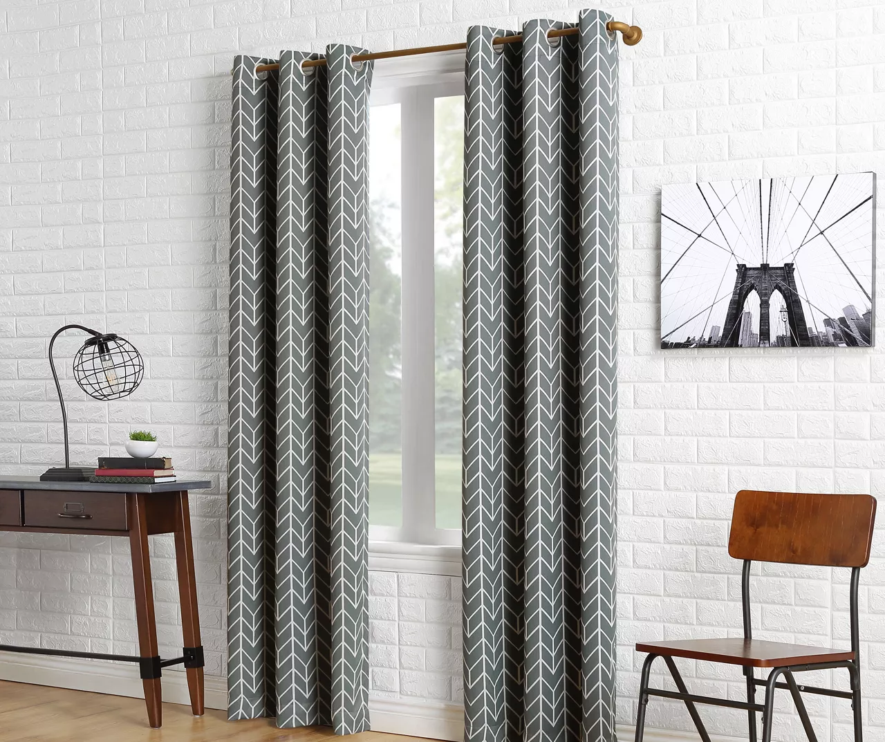Sun Zero Ashwood Chevron Blackout Grommet Curtain Panel 3 Sun Zero Ashwood Chevron Blackout Grommet Curtain Panel
