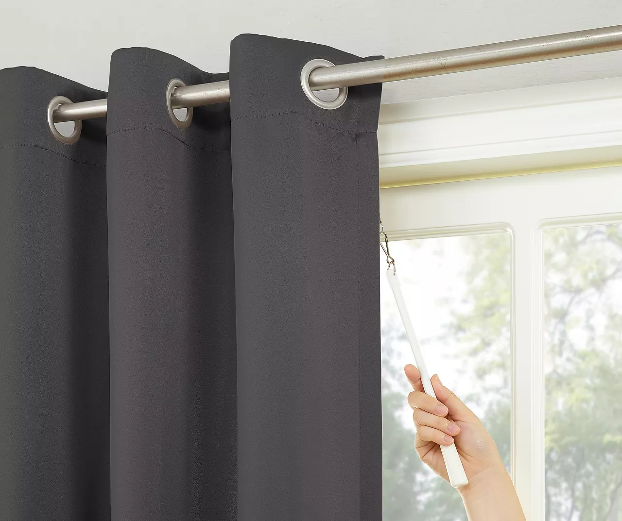 Loretta Charcoal Blackout Grommet Curtain Panel, (84") 4 Loretta Charcoal Blackout Grommet Curtain Panel, (84") - Image 2