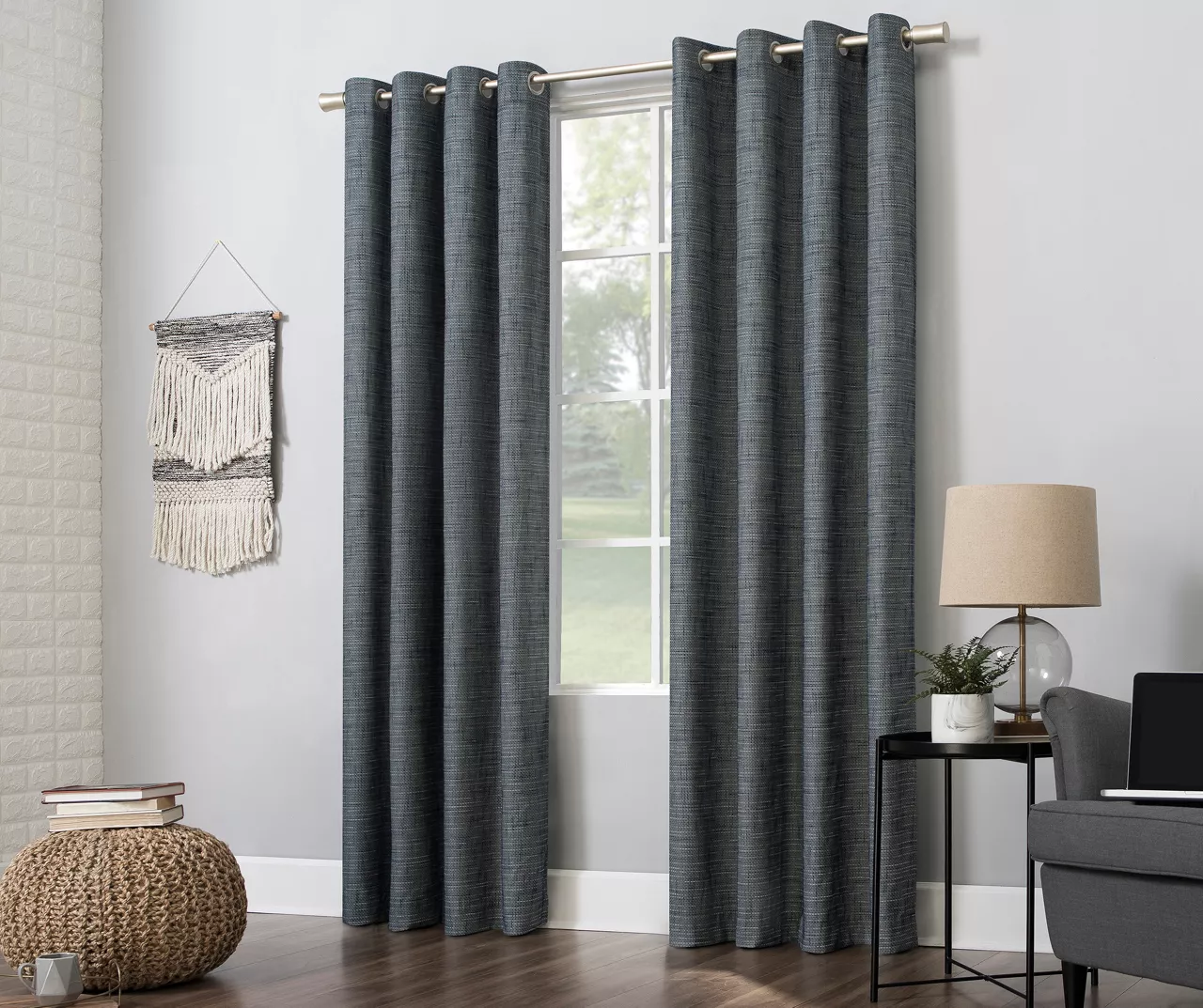 Wilbon Navy Denim Blackout Grommet Curtain Panel, (84") 7 Wilbon Navy Denim Blackout Grommet Curtain Panel, (84") - Image 5