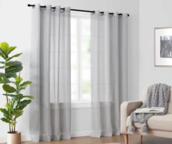 Curtain Fresh Light Gray Sheer Grommet Curtain Panel, (95") -DHP Sales Store 810519502 810519520 810519501 810519494 810519505 2 4