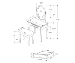 Antique White 2-Piece Mirror Vanity Set -DHP Sales Store 810527351 6